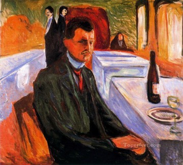 Edvard Munch Painting - self portrait with bottle of wine 1906 Edvard Munch